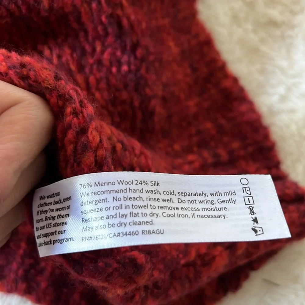 Eileen Fisher Red Wool Silk Sweater Medium - Picture 6 of 6